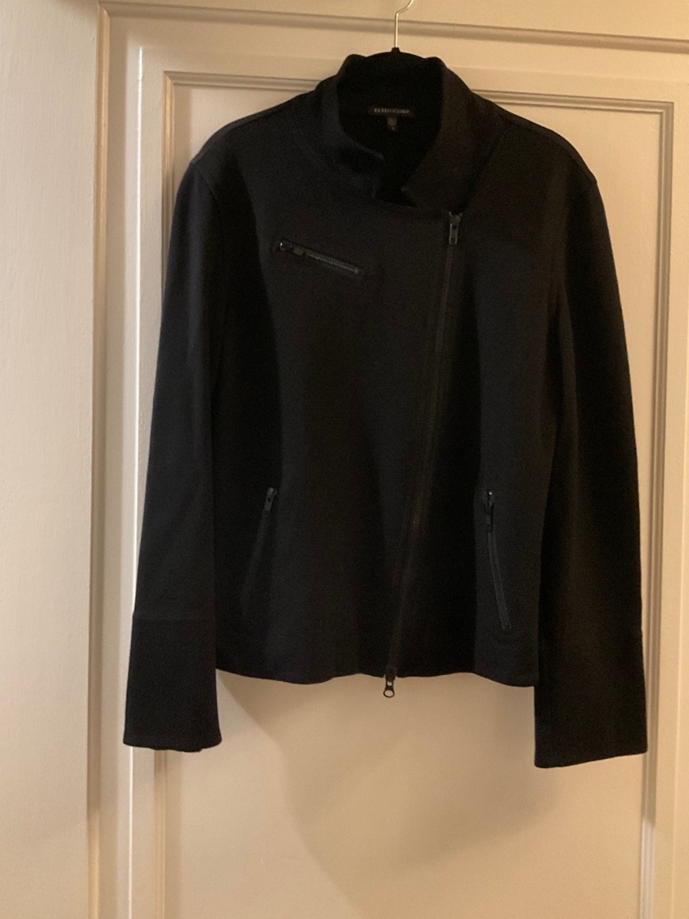 Eileen Fisher Black Side Zip Black Moto Jacket med